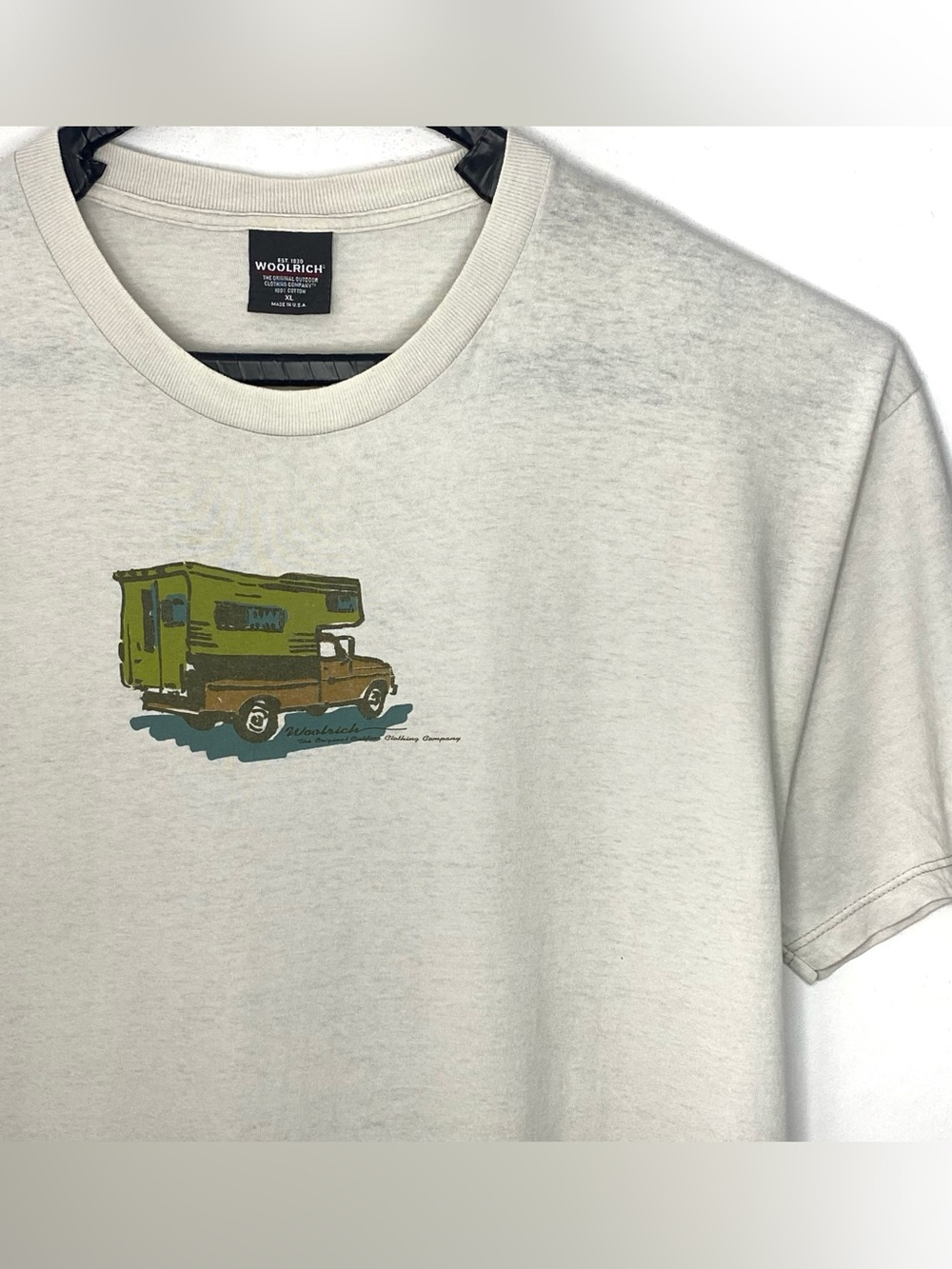 Vintage 90s Woolrich Cream Truck Camper Outdoors Gorpcore T Shirt Made In USA XL